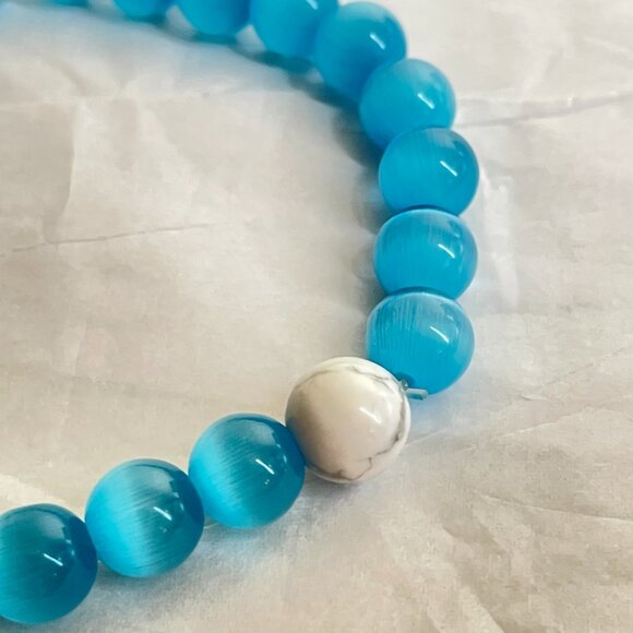 Hamoery Blue Cat Eye & Lava Stone Bracelet - Picture 7 of 14